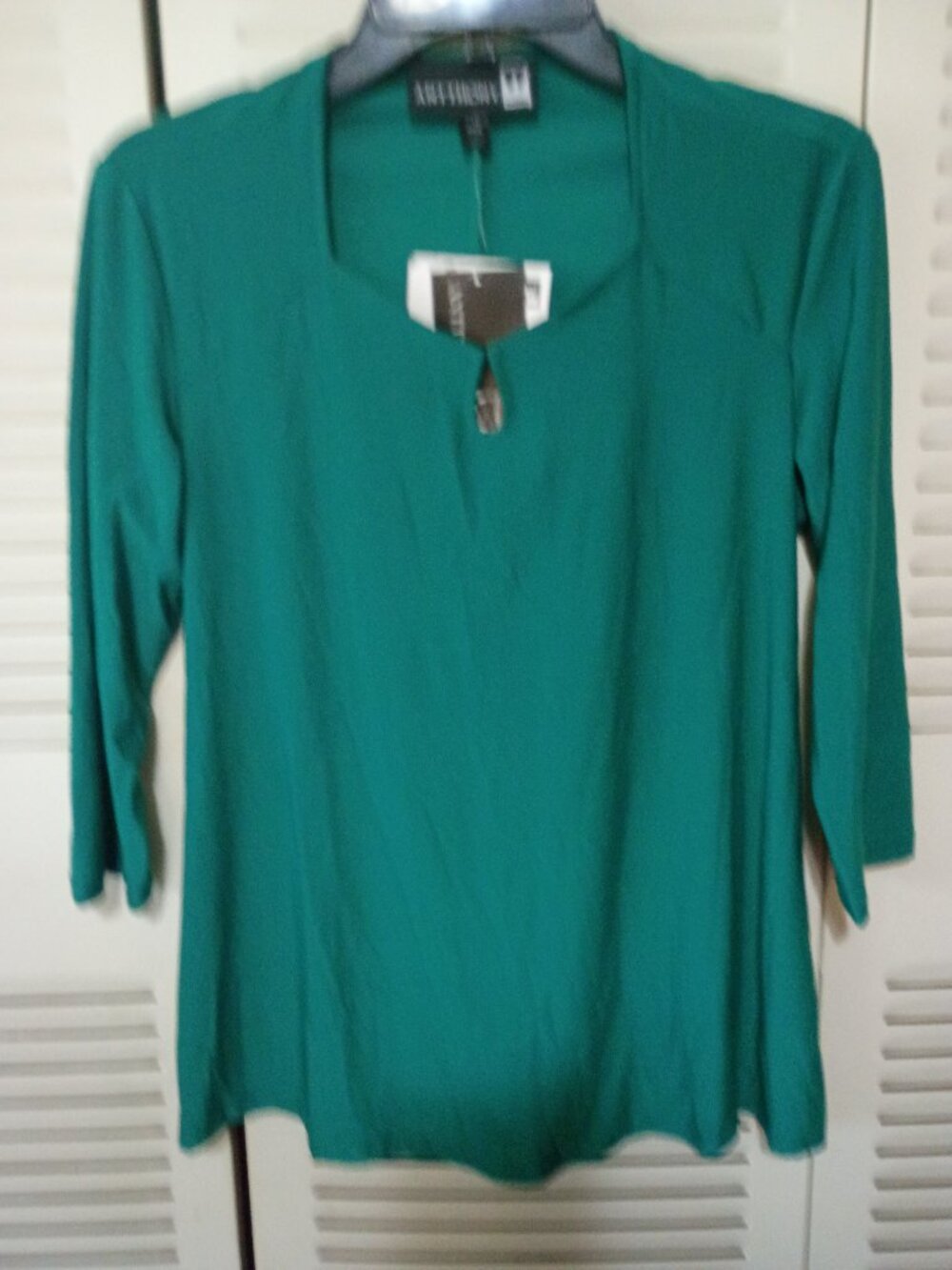 ANTTHONY Emerald Green Keyhole Neck Top Blouse PXS Petite XS